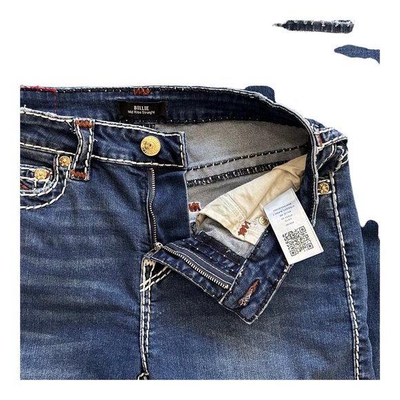 TRUE RELIGION BILLIE BIG T STITCH STRAIGHT JEAN - WOMENS - SIZE 29. - Picture 5 of 5